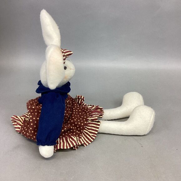 VTG Artisan Flair Miss Elle’s Patriotic Dress Plush Rabbit - 16.5” - Picture 8 of 14
